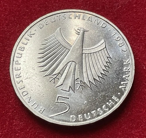 5 Deutsche Mark 1982 F | Bundesrepublik Deutschland (BRD) | 10 Jahre Umweltkonferenz 1972 | Vernickelte Kupfer-Nickel-Legierung | Gedenkmünze | schön