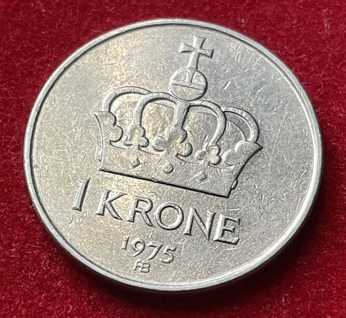 1 Krone 1975 | Norwegen | König Olav V. | Norwegische Krone | Kupfer-Nickel Münze