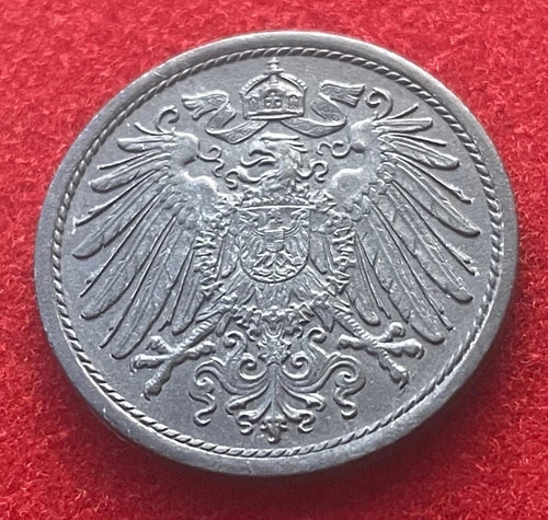 10 Pfennig 1921 | Deutsches Reich | gekrönter deutscher Reichsadler | Zink Ersatzmünze | sehr schön