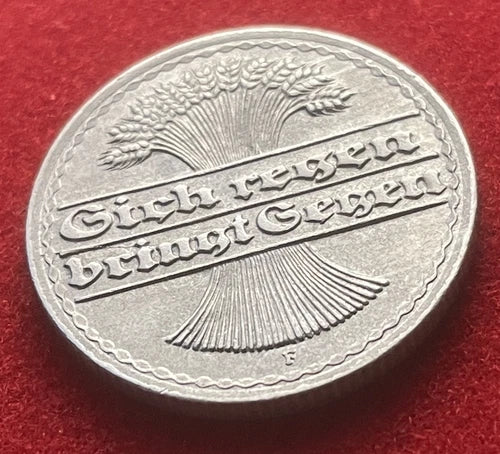 50 Pfennig 1922 F | Weimarer Republik | Deutsches Reich | Münze aus Aluminium | Sehr schön