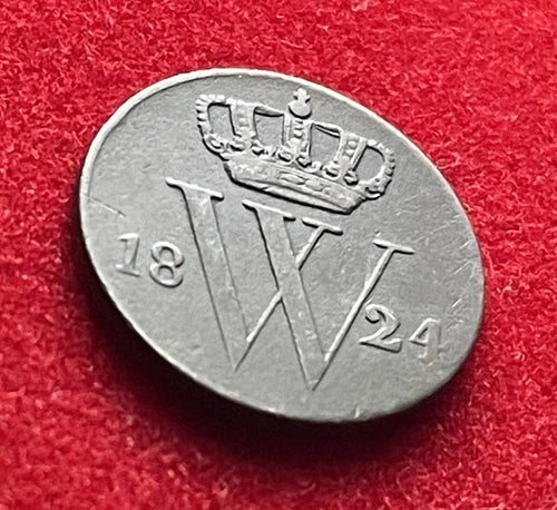 ½ Cent 1824 Niederlande – König Wilhelm I. – Historische Kupfer-Münze / Sehr Schön
