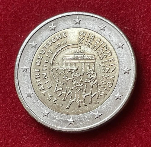 2 Euro 2015 J | Deutschland | 25 Jahre Deutsche Einheit | Bi-Metall Gedenkmünze | schön