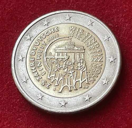 2 Euro 2015 J | Deutschland | 25 Jahre Deutsche Einheit | Bi-Metall Gedenkmünze | schön