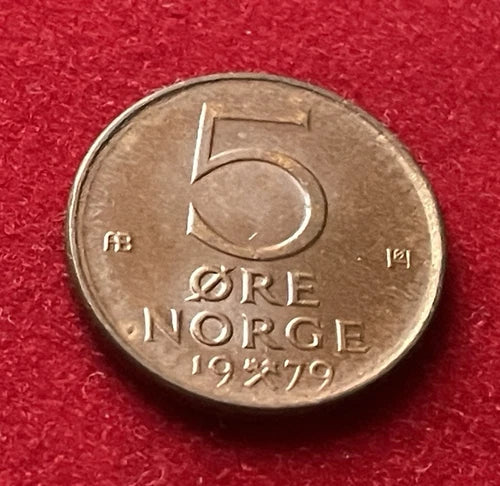 5 Öre 1979 | Norwegen | König Olav V. | Norwegische Krone | Bronze Münze