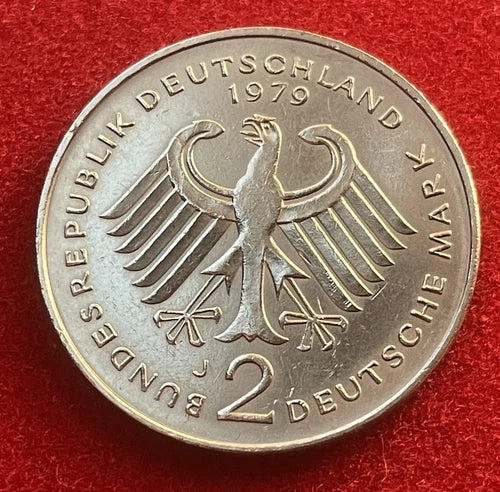 2 Deutsche Mark 1979 J | Bundesrepublik Deutschland | Kurt Schumacher | Kupfer-Nickel Gedenkmünze | schön