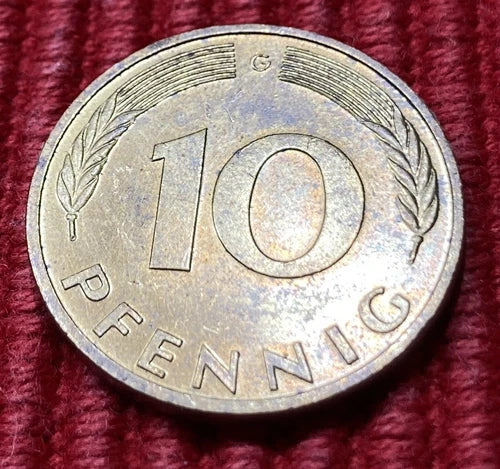 10 Pfennig 1985 G | Bundesrepublik Deutschland | Vermessingter Stahl | Münze | schön