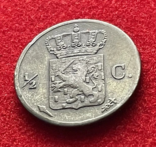 ½ Cent 1824 Niederlande – König Wilhelm I. – Historische Kupfer-Münze / Sehr Schön