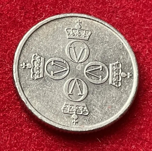 25 Øre 1976 | Norwegen | König Olav V. | Kupfer-Nickel-Legierung Münze | sehr schön