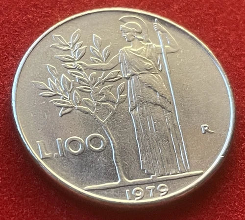 100 Lire 1979 | Italien | Minerva & Olivenbaum | Edelstahl Münze