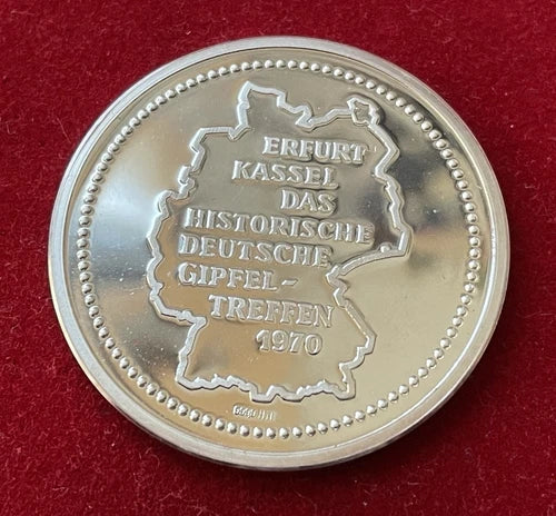 Sprechen über Deutschland | Willy Brandt & Willi Stoph | Historisches Gipfeltreffen Erfurt Kassel 1970 | Feinsilber Gedenkmedaille | vorzüglich