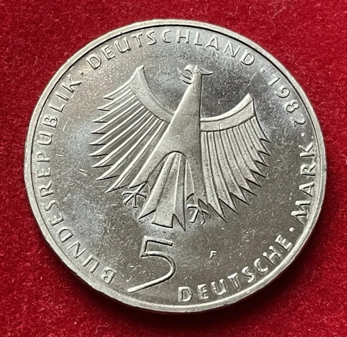 5 Deutsche Mark 1982 F | Bundesrepublik Deutschland (BRD) | 10 Jahre Umweltkonferenz 1972 | Vernickelte Kupfer-Nickel-Legierung | Gedenkmünze | schön