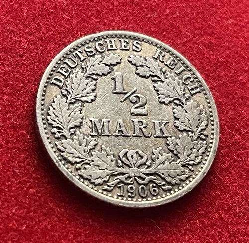 ½ Mark 1906 A | Deutsches Kaiserreich | 900er Silber | Kaiser Wilhelm II. | Historische Silbermünze | schön