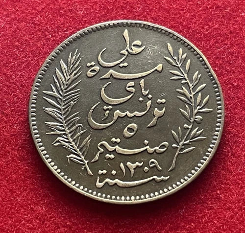 5 Centimes 1892 A | Tunesien | Französisches Protektorat | Bronze Münze | sehr schön