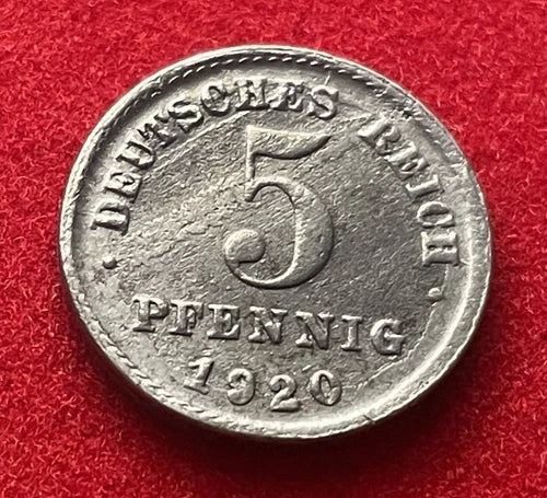 5 Pfennig 1920 | Deutsches Kaiserreich | Wilhelm II. | Reichsadler | Münze