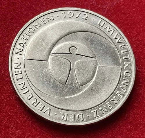 5 Deutsche Mark 1982 F | Bundesrepublik Deutschland (BRD) | 10 Jahre Umweltkonferenz 1972 | Vernickelte Kupfer-Nickel-Legierung | Gedenkmünze | schön