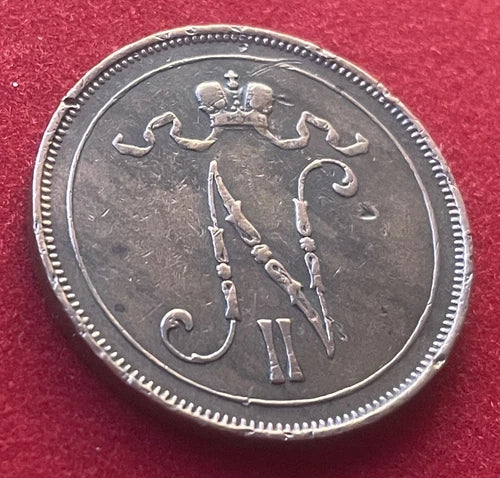 10 Penniä 1907 | Finnland | Zar Nikolaus II. | Kupfer | Historische Münze