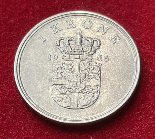 1 Krone 1966 | Dänemark | König Frederik IX. | Dänische Krone | Kupfer-Nickel Münze