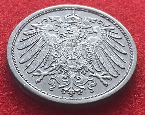 10 Pfennig 1921 | Deutsches Reich | gekrönter deutscher Reichsadler | Zink Ersatzmünze | sehr schön