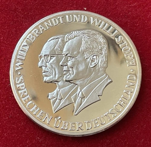 Sprechen über Deutschland | Willy Brandt & Willi Stoph | Historisches Gipfeltreffen Erfurt Kassel 1970 | Feinsilber Gedenkmedaille | vorzüglich