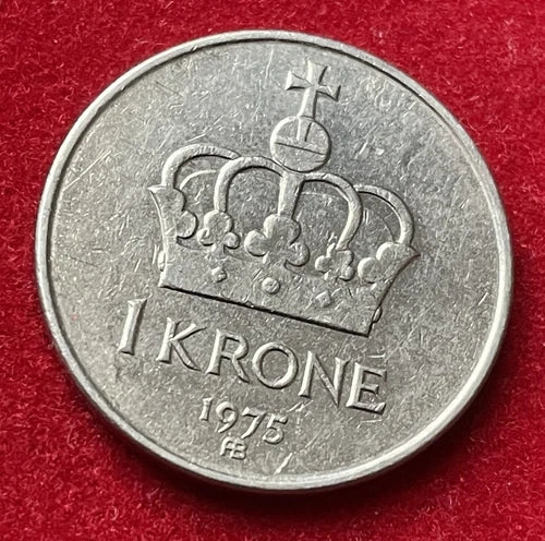 1 Krone 1975 | Norwegen | König Olav V. | Norwegische Krone | Kupfer-Nickel Münze