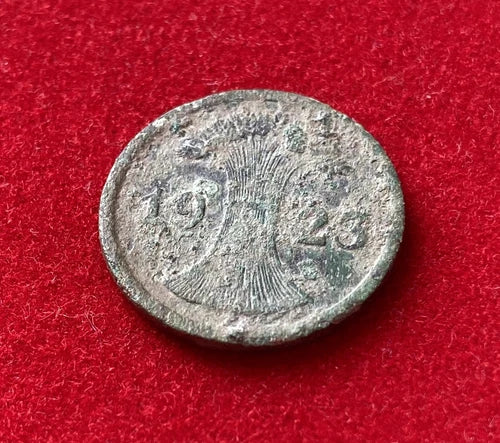 2 Rentenpfennig 1923 | Deutsches Reich | Weimarer Republik | Getreideährenbündel | Münze aus Bronze | schön