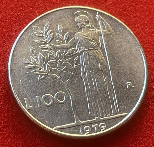 100 Lire 1979 | Italien | Minerva & Olivenbaum | Edelstahl Münze