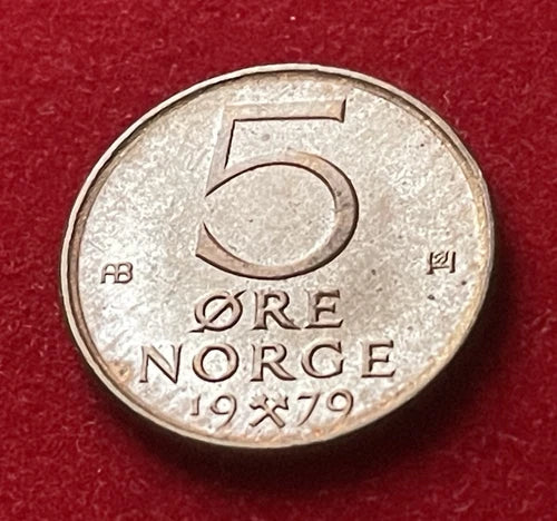 5 Öre 1979 | Norwegen | König Olav V. | Norwegische Krone | Bronze Münze