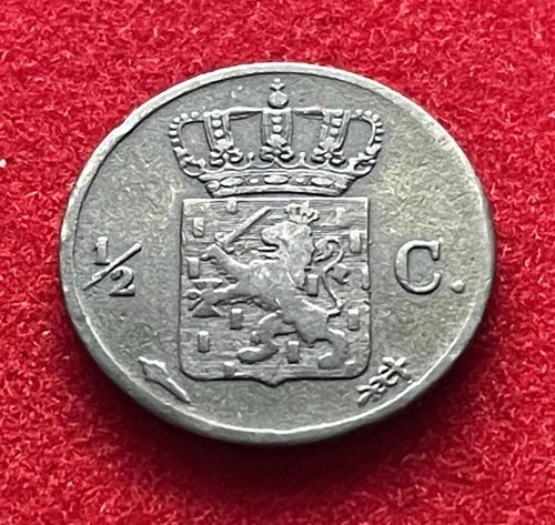½ Cent 1824 Niederlande – König Wilhelm I. – Historische Kupfer-Münze / Sehr Schön
