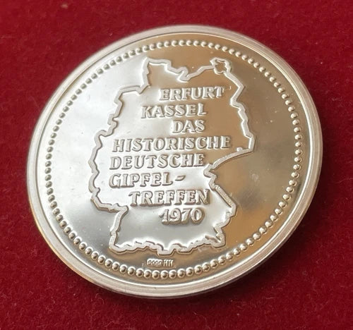 Sprechen über Deutschland | Willy Brandt & Willi Stoph | Historisches Gipfeltreffen Erfurt Kassel 1970 | Feinsilber Gedenkmedaille | vorzüglich