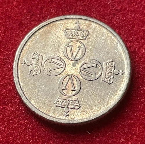 25 Øre 1976 | Norwegen | König Olav V. | Kupfer-Nickel-Legierung Münze | sehr schön