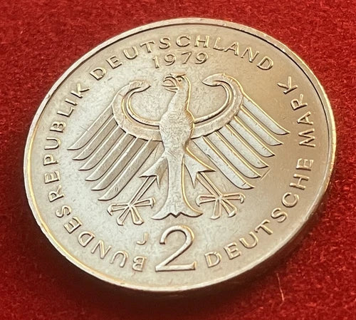 2 Deutsche Mark 1979 J | Bundesrepublik Deutschland | Kurt Schumacher | Kupfer-Nickel Gedenkmünze | schön