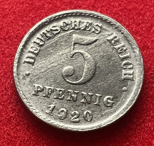 5 Pfennig 1920 | Deutsches Kaiserreich | Wilhelm II. | Reichsadler | Münze
