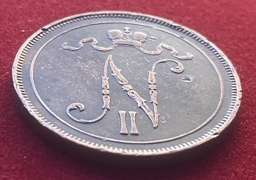 10 Penniä 1907 | Finnland | Zar Nikolaus II. | Kupfer | Historische Münze