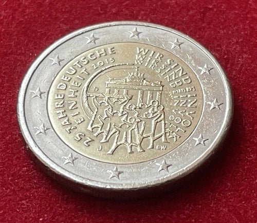 2 Euro 2015 J | Deutschland | 25 Jahre Deutsche Einheit | Bi-Metall Gedenkmünze | schön