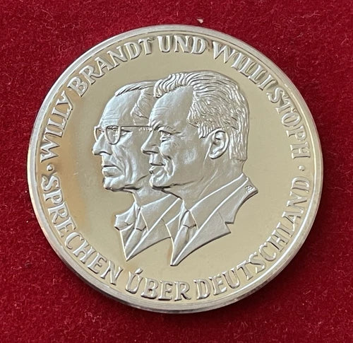 Sprechen über Deutschland | Willy Brandt & Willi Stoph | Historisches Gipfeltreffen Erfurt Kassel 1970 | Feinsilber Gedenkmedaille | vorzüglich