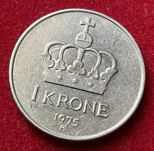 1 Krone 1975 | Norwegen | König Olav V. | Norwegische Krone | Kupfer-Nickel Münze