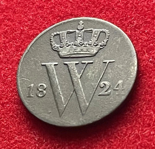 ½ Cent 1824 Niederlande – König Wilhelm I. – Historische Kupfer-Münze / Sehr Schön