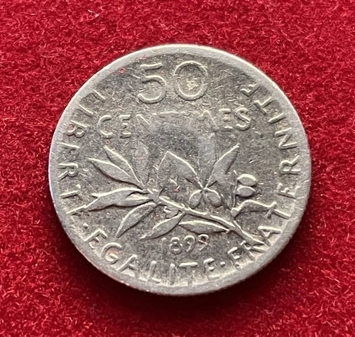 50 Centimes 1899 | Frankreich | Dritte Republik | La Semeuse | 835er Silbermünze