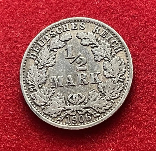 ½ Mark 1906 A | Deutsches Kaiserreich | 900er Silber | Kaiser Wilhelm II. | Historische Silbermünze | schön