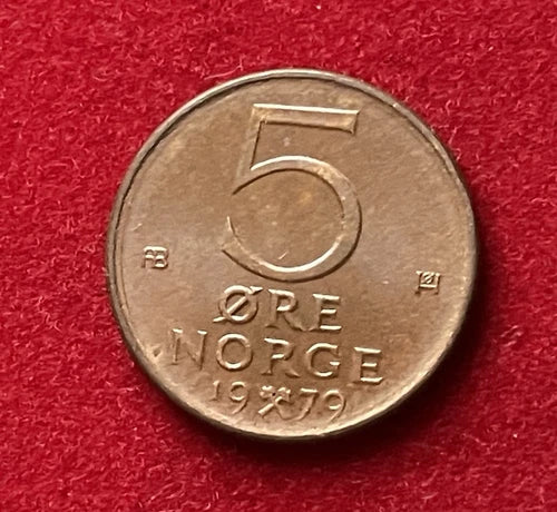 5 Öre 1979 | Norwegen | König Olav V. | Norwegische Krone | Bronze Münze