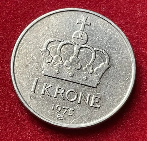 1 Krone 1975 | Norwegen | König Olav V. | Norwegische Krone | Kupfer-Nickel Münze