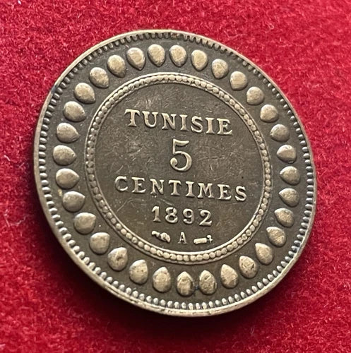 5 Centimes 1892 A | Tunesien | Französisches Protektorat | Bronze Münze | sehr schön