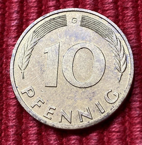 10 Pfennig 1985 G | Bundesrepublik Deutschland | Vermessingter Stahl | Münze | schön