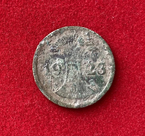 2 Rentenpfennig 1923 | Deutsches Reich | Weimarer Republik | Getreideährenbündel | Münze aus Bronze | schön
