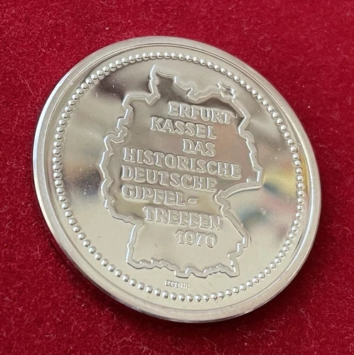 Sprechen über Deutschland | Willy Brandt & Willi Stoph | Historisches Gipfeltreffen Erfurt Kassel 1970 | Feinsilber Gedenkmedaille | vorzüglich