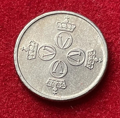 25 Øre 1976 | Norwegen | König Olav V. | Kupfer-Nickel-Legierung Münze | sehr schön