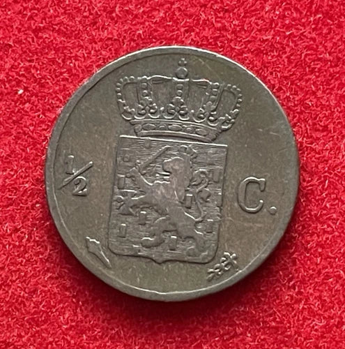 ½ Cent 1824 Niederlande – König Wilhelm I. – Historische Kupfer-Münze / Sehr Schön