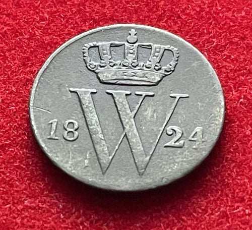 ½ Cent 1824 Niederlande – König Wilhelm I. – Historische Kupfer-Münze / Sehr Schön