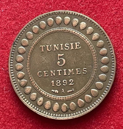 5 Centimes 1892 A | Tunesien | Französisches Protektorat | Bronze Münze | sehr schön