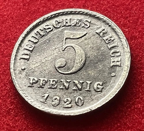 5 Pfennig 1920 | Deutsches Kaiserreich | Wilhelm II. | Reichsadler | Münze